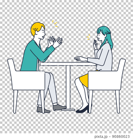 会話が盛り上がる男女のイラスト素材 90860023