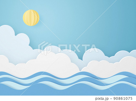 ペーパークラフト-空-雲-太陽-海 ペーパークラフト-空-雲-太陽-海 90861075