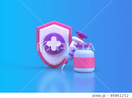 Syringe for vaccine concept illustration Landing page template for background 90861252