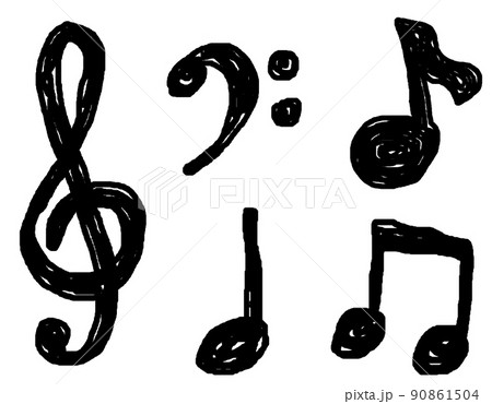 音を符号で表現する手描き風の音符 音を符号で表現する手描き風の音符 90861504