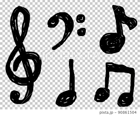 音を符号で表現する手描き風の音符 音を符号で表現する手描き風の音符 90861504