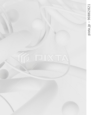 3D Rendering Trendy Pure White Dynamic Geometric Abstract Background for Leaflet, Presentation or Brochure Cover	 90862821