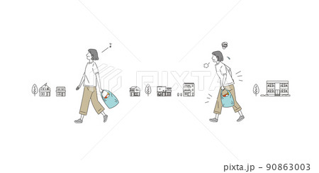 買い物の中年から年配の女性のセット 90863003