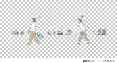 Set of middle aged to senior women shopping 90863003