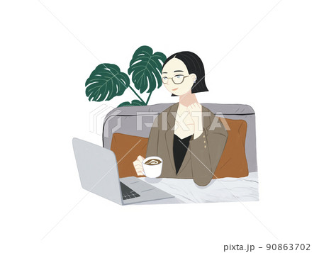 リモートワークをする女の子 リモートワークをする女の子 90863702