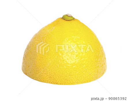 Single half lemon citrus fruit isolated on white background 90865392