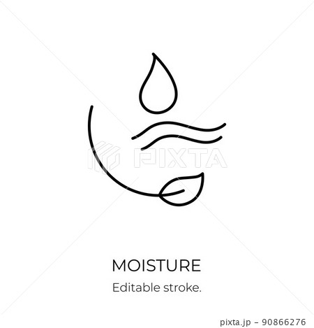 Moisture and nutrition icon for revitalizing and hydrating face beauty product. Editable stroke. Vector stock illustration isolated on white background for packaging design. EPS10  Moisture and nutrition icon for revitalizing and hydrating face beauty product. Editable stroke. Vector stock illustration isolated on white background for packaging design. EPS10  90866276
