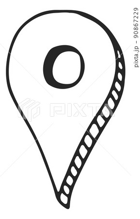 Geo pin doodle. Black pen sketch of map marker 90867229