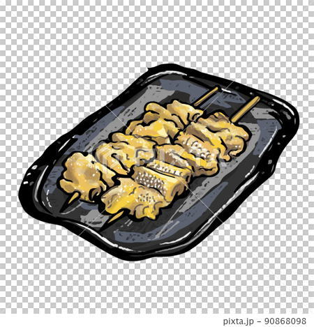 美味しそうな鳥皮串 90868098