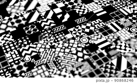 VJ 白黒 シンプル ジオメトリック タイル パネル [別Verあり] 90868246