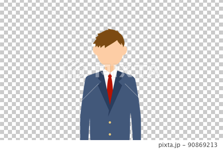 男孩，西裝外套制服，雙手向下站立 90869213