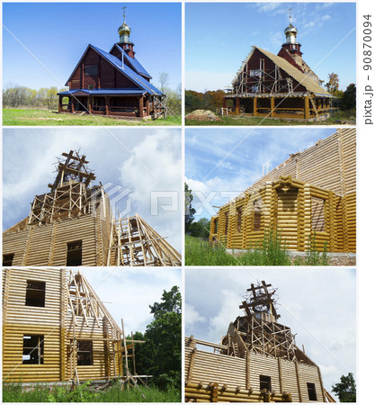 Kollazh. Construction new church in Russia 90870094