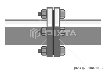 配管のフランジ接合部分の断面イラストのイラスト素材