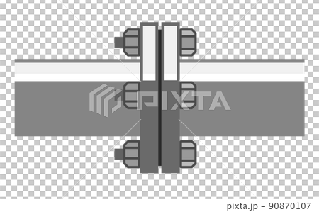 配管のフランジ接合部分の断面イラスト 90870107