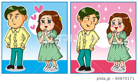 女の子の片思いから男の子と両想いになる2コマ漫画 女の子の片思いから男の子と両想いになる2コマ漫画 90870171