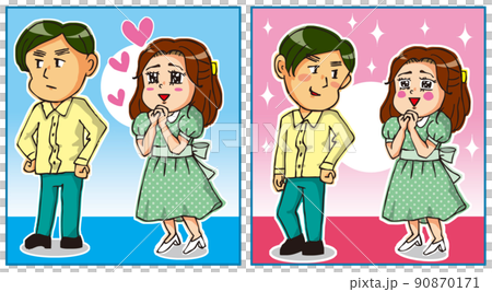 女の子の片思いから男の子と両想いになる2コマ漫画 女の子の片思いから男の子と両想いになる2コマ漫画 90870171