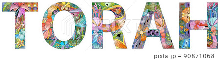 Word TORAH. Vector decorative zentangle object Word TORAH. Vector decorative zentangle object 90871068