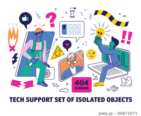 Technical support manager workers set isolated objects 90871071