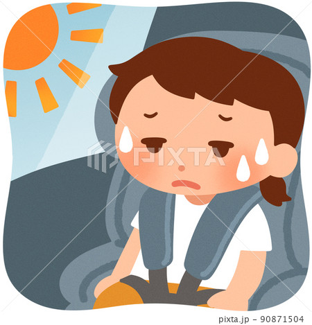車内熱中症(女の子) 90871504