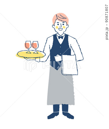 ワインを運ぶソムリエ 90871807