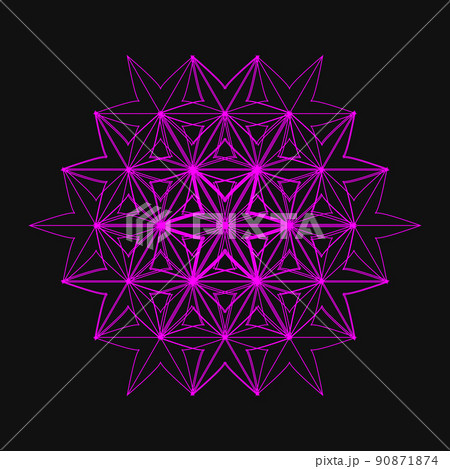 幾何学模様 フラクタル模様 曼荼羅 カラフルアイコン 幾何学模様 フラクタル模様 曼荼羅 カラフルアイコン 90871874