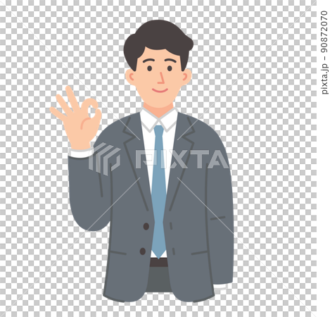 OKサインを出すビジネスマンのイラスト 90872070