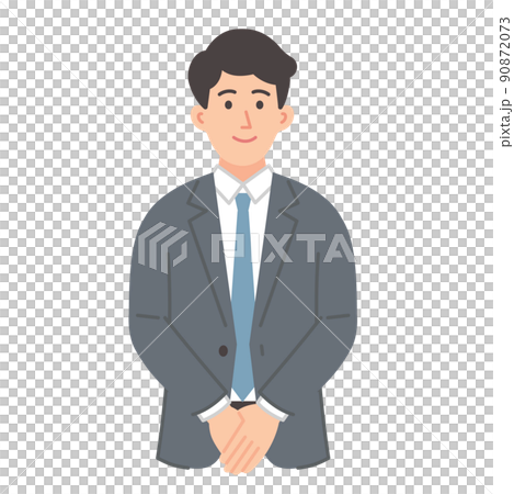 手を前に組むビジネスマンのイラスト 90872073