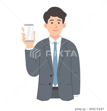 スマホを持つビジネスマンのイラスト 90872087