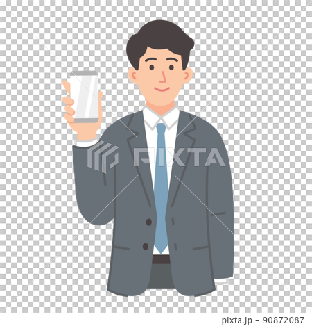 スマホを持つビジネスマンのイラスト 90872087