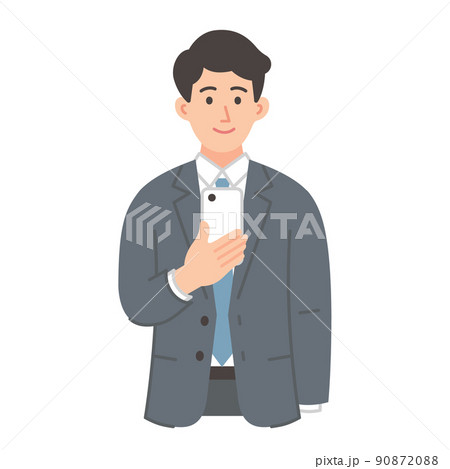 スマホを見るビジネスマンのイラスト 90872088