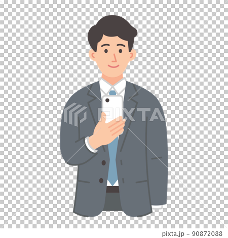 スマホを見るビジネスマンのイラスト 90872088