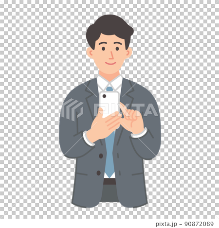 スマホを操作するビジネスマンのイラスト 90872089