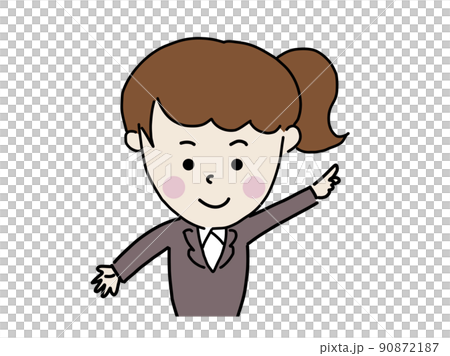 Business woman pointing to the right Female staff 90872187