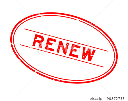 Grunge red renew word rubber seal stamp on white background 90872733