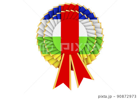 Central African Republic flag painted on the award ribbon rosette. 3D rendering Central African Republic flag painted on the award ribbon rosette. 3D rendering 90872973