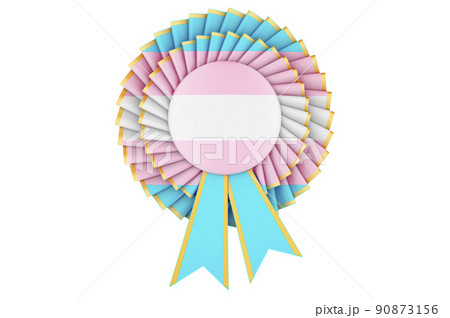 Transgender flag painted on the award ribbon rosette. 3D rendering Transgender flag painted on the award ribbon rosette. 3D rendering 90873156