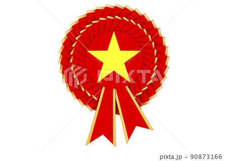 Vietnamese flag painted on the award ribbon rosette. 3D rendering 90873166