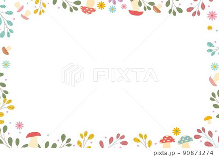 北欧スタイルきのこのフレームポストカード 90873274