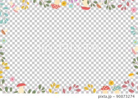 北欧スタイルきのこのフレームポストカード 90873274