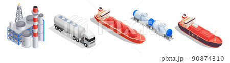 Gas Industry Transportation Isometric Set 90874310