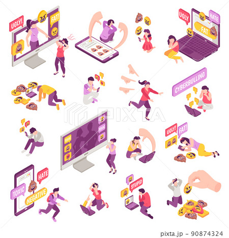 Isometric Cyberbullying Set 90874324