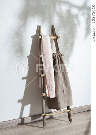 Linen soft fabric in pink and beige color Linen soft fabric in pink and beige color 90875610