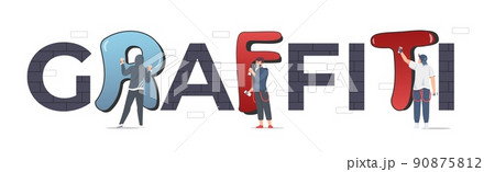 Flat Graffiti Banner 90875812