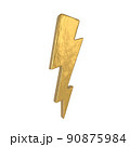 Gold lightning flash bolt light 3d icon for discount sale or urgent events. 90875984