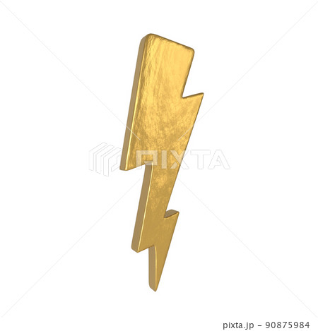 Gold lightning flash bolt light 3d icon for discount sale or urgent events. Gold lightning flash bolt light 3d icon for discount sale or urgent events. 90875984