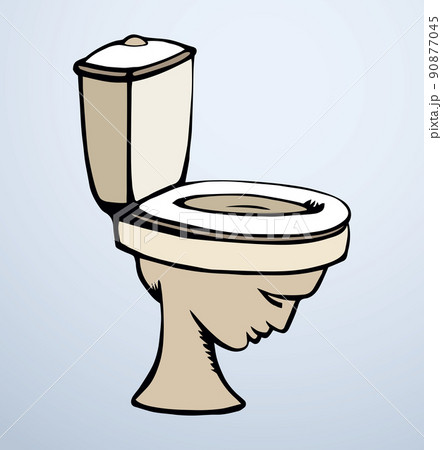 Toilet bowl in the shape of a human head. Vector drawing 90877045