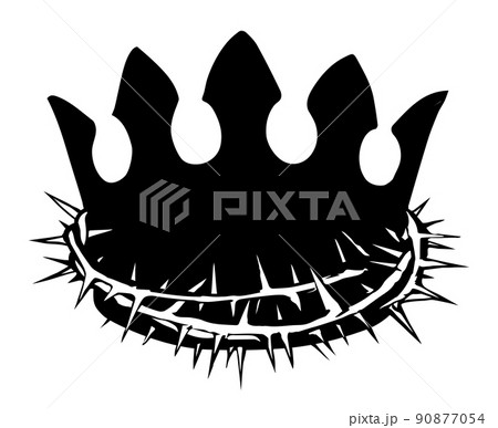 Precious golden crown with thorns. Vector drawing 90877054
