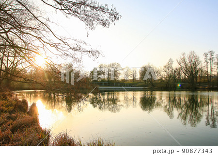 Regensburg, Germany, Panorama of sunset at the lake Regensburg, Germany, Panorama of sunset at the lake 90877343