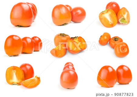 Group of persimmon ( Kaki ) close-up on white Group of persimmon ( Kaki ) close-up on white 90877823