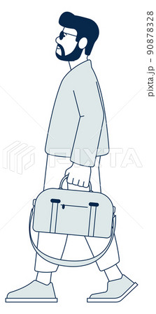 Tourist walking with travel bag. Bearded man travelling 90878328